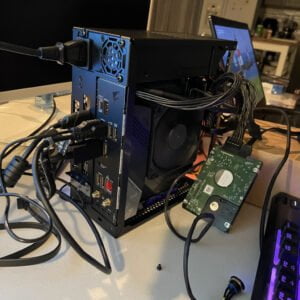 Evan Davis SFF PC 2022 - Power supply view. Using old Hard Drive to transfer to new M.2.